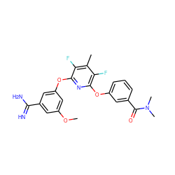 COc1cc(Oc2nc(Oc3cccc(C(=O)N(C)C)c3)c(F)c(C)c2F)cc(C(=N)N)c1 ZINC000013474053