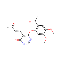 COc1cc(Oc2nc[nH]c(=O)c2/C=C/C(C)=O)c(C(C)=O)cc1OC ZINC000072177721