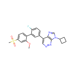 COc1cc(S(C)(=O)=O)ccc1-c1cc(-c2cnnc3c2ncn3C2CCC2)ccc1F ZINC000149998976