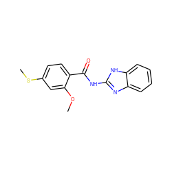 COc1cc(SC)ccc1C(=O)Nc1nc2ccccc2[nH]1 ZINC000003417796