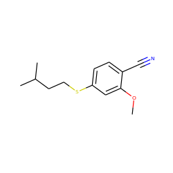 COc1cc(SCCC(C)C)ccc1C#N ZINC000040873725