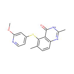 COc1cc(Sc2c(C)ccc3nc(C)[nH]c(=O)c23)ccn1 ZINC000013826175