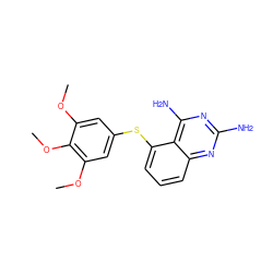 COc1cc(Sc2cccc3nc(N)nc(N)c23)cc(OC)c1OC ZINC000005888836