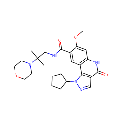 COc1cc2[nH]c(=O)c3cnn(C4CCCC4)c3c2cc1C(=O)NCC(C)(C)N1CCOCC1 ZINC000261173575