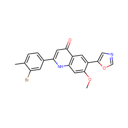 COc1cc2[nH]c(-c3ccc(C)c(Br)c3)cc(=O)c2cc1-c1cnco1 ZINC000013487595