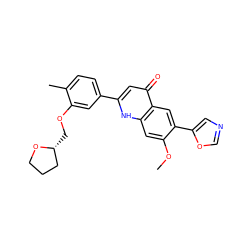 COc1cc2[nH]c(-c3ccc(C)c(OC[C@@H]4CCCO4)c3)cc(=O)c2cc1-c1cnco1 ZINC000013487602