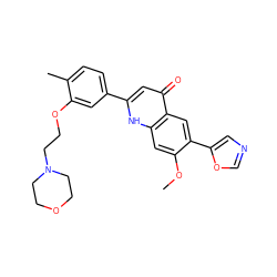 COc1cc2[nH]c(-c3ccc(C)c(OCCN4CCOCC4)c3)cc(=O)c2cc1-c1cnco1 ZINC000027631278