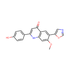 COc1cc2[nH]c(-c3ccc(O)cc3)cc(=O)c2cc1-c1cnco1 ZINC000013487590