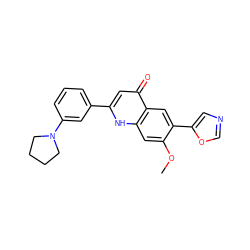 COc1cc2[nH]c(-c3cccc(N4CCCC4)c3)cc(=O)c2cc1-c1cnco1 ZINC000012354278