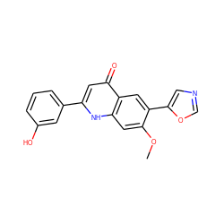 COc1cc2[nH]c(-c3cccc(O)c3)cc(=O)c2cc1-c1cnco1 ZINC000013487585