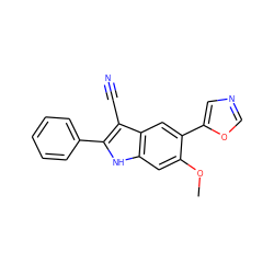 COc1cc2[nH]c(-c3ccccc3)c(C#N)c2cc1-c1cnco1 ZINC000013488735