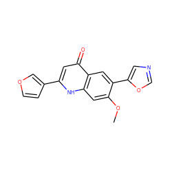 COc1cc2[nH]c(-c3ccoc3)cc(=O)c2cc1-c1cnco1 ZINC000013487573