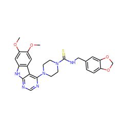 COc1cc2[nH]c3ncnc(N4CCN(C(=S)NCc5ccc6c(c5)OCO6)CC4)c3c2cc1OC ZINC000034417720