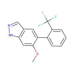 COc1cc2[nH]ncc2cc1-c1ccccc1C(F)(F)F ZINC000169326331