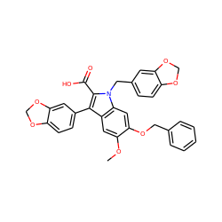 COc1cc2c(-c3ccc4c(c3)OCO4)c(C(=O)O)n(Cc3ccc4c(c3)OCO4)c2cc1OCc1ccccc1 ZINC000001542796