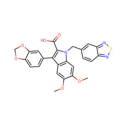 COc1cc2c(-c3ccc4c(c3)OCO4)c(C(=O)O)n(Cc3ccc4nsnc4c3)c2cc1OC ZINC000026281872