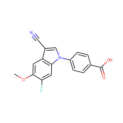 COc1cc2c(C#N)cn(-c3ccc(C(=O)O)cc3)c2cc1F ZINC000202401804