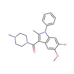 COc1cc2c(C(=O)N3CCN(C)CC3)c(C)n(-c3ccccc3)c2cc1Br ZINC000057234740