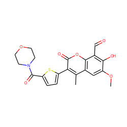 COc1cc2c(C)c(-c3ccc(C(=O)N4CCOCC4)s3)c(=O)oc2c(C=O)c1O ZINC000220400193