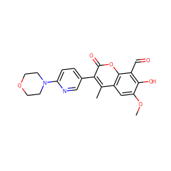 COc1cc2c(C)c(-c3ccc(N4CCOCC4)nc3)c(=O)oc2c(C=O)c1O ZINC000221071134