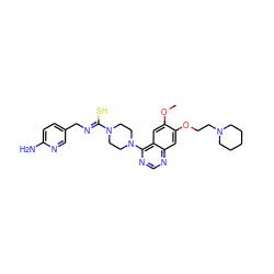 COc1cc2c(N3CCN(/C(S)=N/Cc4ccc(N)nc4)CC3)ncnc2cc1OCCN1CCCCC1 ZINC000028390117