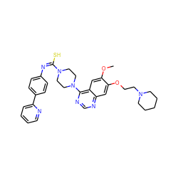 COc1cc2c(N3CCN(/C(S)=N\c4ccc(-c5ccccn5)cc4)CC3)ncnc2cc1OCCN1CCCCC1 ZINC000049933131