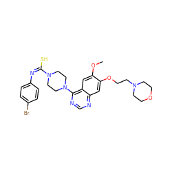 COc1cc2c(N3CCN(/C(S)=N\c4ccc(Br)cc4)CC3)ncnc2cc1OCCN1CCOCC1 ZINC000101017708