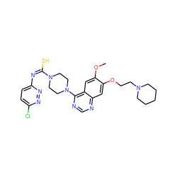 COc1cc2c(N3CCN(/C(S)=N\c4ccc(Cl)nn4)CC3)ncnc2cc1OCCN1CCCCC1 ZINC000042202375