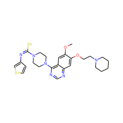 COc1cc2c(N3CCN(/C(S)=N\c4ccsc4)CC3)ncnc2cc1OCCN1CCCCC1 ZINC000101011809