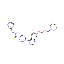 COc1cc2c(N3CCN(C(=S)NCc4ccc(Cl)nc4)CC3)ncnc2cc1OCCCN1CCCCC1 ZINC000028389794