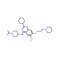 COc1cc2c(NC3CCN(C(C)C)CC3)nc(C3CCCCC3)nc2cc1OCCCN1CCCCC1 ZINC000072116885