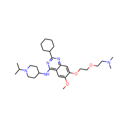 COc1cc2c(NC3CCN(C(C)C)CC3)nc(C3CCCCC3)nc2cc1OCCOCCN(C)C ZINC000072118725