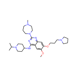 COc1cc2c(NC3CCN(C(C)C)CC3)nc(N3CCCN(C)CC3)nc2cc1OCCCN1CCCC1 ZINC000072114802