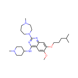 COc1cc2c(NC3CCN(C)CC3)nc(N3CCCN(C)CC3)nc2cc1OCCCC(C)C ZINC000058568979