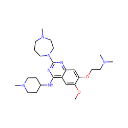 COc1cc2c(NC3CCN(C)CC3)nc(N3CCCN(C)CC3)nc2cc1OCCN(C)C ZINC000036382872