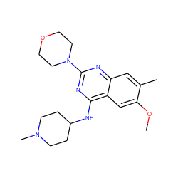 COc1cc2c(NC3CCN(C)CC3)nc(N3CCOCC3)nc2cc1C ZINC001772599985