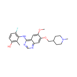 COc1cc2c(Nc3c(F)ccc(O)c3C)ncnc2cc1OCC1CCN(C)CC1 ZINC000653853409