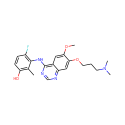 COc1cc2c(Nc3c(F)ccc(O)c3C)ncnc2cc1OCCCN(C)C ZINC000653842814