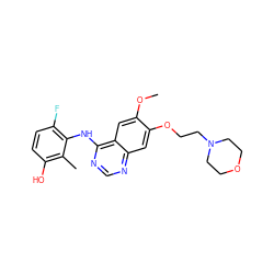 COc1cc2c(Nc3c(F)ccc(O)c3C)ncnc2cc1OCCN1CCOCC1 ZINC000653844312