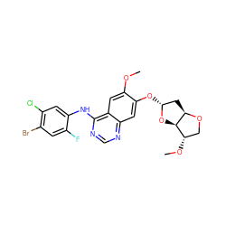 COc1cc2c(Nc3cc(Cl)c(Br)cc3F)ncnc2cc1O[C@@H]1C[C@H]2OC[C@H](OC)[C@H]2O1 ZINC001772629621