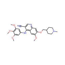 COc1cc2c(Nc3cc(OC)c(OC)c(OC)c3)c(C#N)cnc2cc1OCC1CCN(C)CC1 ZINC000013554019