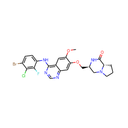 COc1cc2c(Nc3ccc(Br)c(Cl)c3F)ncnc2cc1OC[C@@H]1CN2CCC[C@H]2C(=O)N1 ZINC000114821231