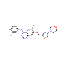 COc1cc2c(Nc3ccc(Cl)c(Cl)c3)ncnc2cc1OCc1nc(N2CCOCC2)no1 ZINC000114821909