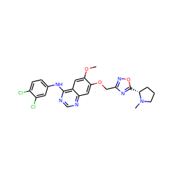 COc1cc2c(Nc3ccc(Cl)c(Cl)c3)ncnc2cc1OCc1noc([C@@H]2CCCN2C)n1 ZINC000114821211