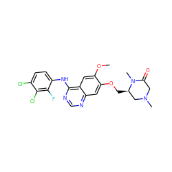 COc1cc2c(Nc3ccc(Cl)c(Cl)c3F)ncnc2cc1OC[C@@H]1CN(C)CC(=O)N1C ZINC000114820804