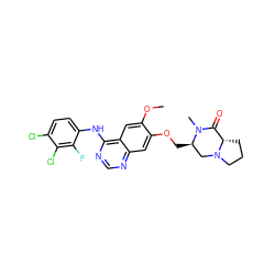 COc1cc2c(Nc3ccc(Cl)c(Cl)c3F)ncnc2cc1OC[C@@H]1CN2CCC[C@H]2C(=O)N1C ZINC000114821960