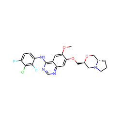 COc1cc2c(Nc3ccc(F)c(Cl)c3F)ncnc2cc1OC[C@@H]1CN2CCC[C@H]2CO1 ZINC000088368002