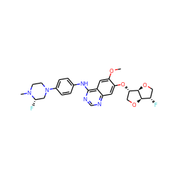 COc1cc2c(Nc3ccc(N4CCN(C)[C@@H](F)C4)cc3)ncnc2cc1O[C@H]1CO[C@@H]2[C@@H](F)CO[C@H]12 ZINC001772579086