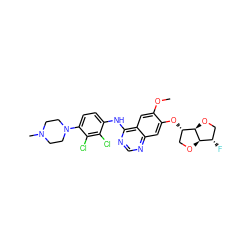 COc1cc2c(Nc3ccc(N4CCN(C)CC4)c(Cl)c3Cl)ncnc2cc1O[C@H]1CO[C@@H]2[C@@H](F)CO[C@H]12 ZINC000117124992