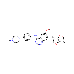 COc1cc2c(Nc3ccc(N4CCN(C)CC4)cc3)ncnc2cc1O[C@H]1CO[C@@H]2[C@@H](F)CO[C@H]12 ZINC000117122296